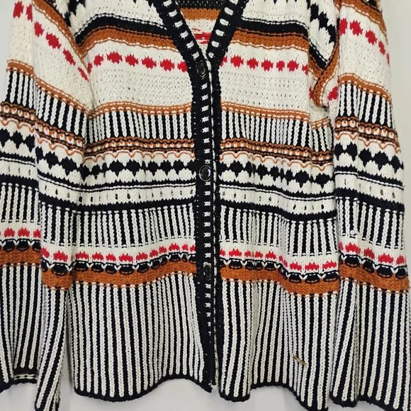 Marc New York Cable Knit Striped V Neck Cardigan Sweater Size Small Whimsigoth - Picture 2 of 14